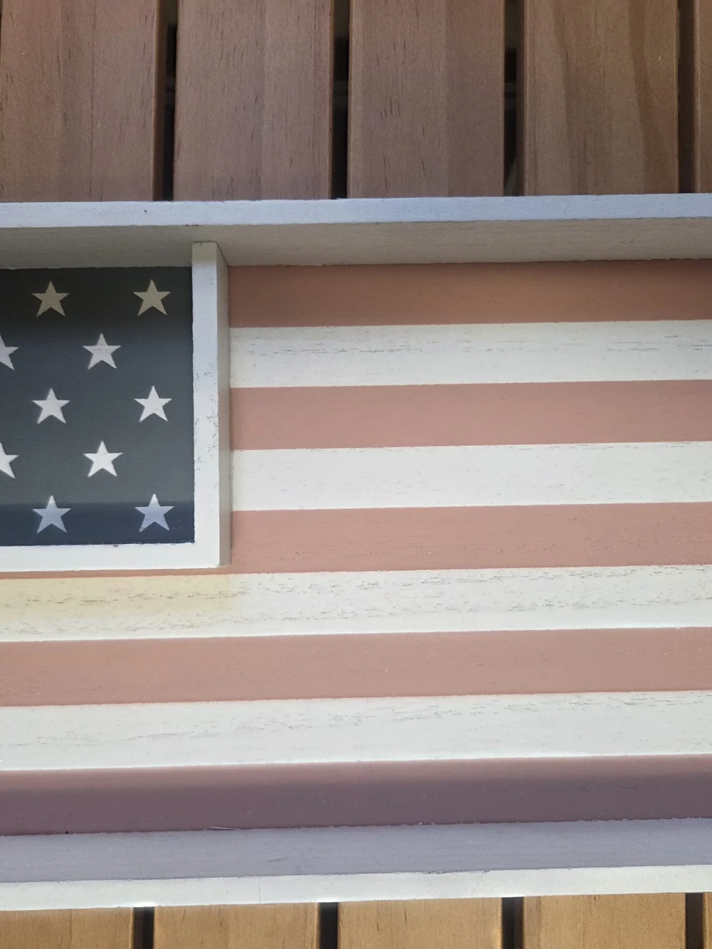 Wooden Flag Vanity Tray in White and Dusty Pink